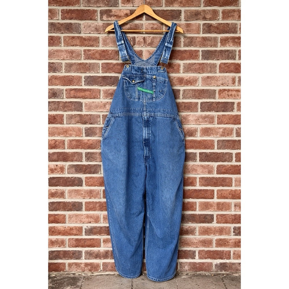 KEY Denim Overalls 48x30 Baggy Workwear Carpenter Blue